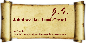 Jakabovits Immánuel névjegykártya