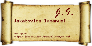 Jakabovits Immánuel névjegykártya