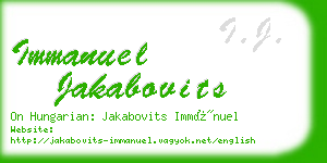 immanuel jakabovits business card